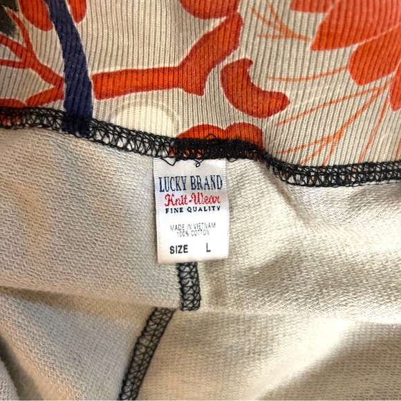 Y2K lucky brand L-XL sweatpants cropped floral graphic boho wide leg vintage - Picture 14 of 15